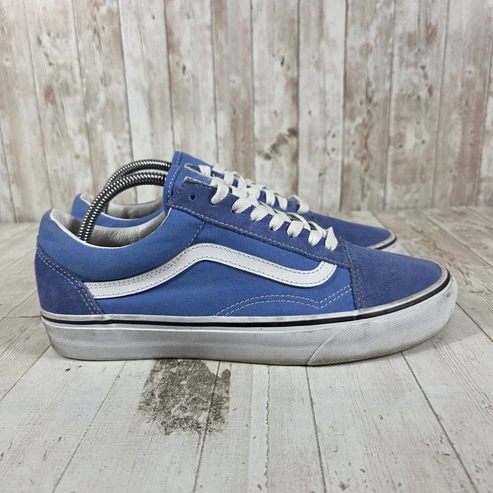 Vans Old Skool Blue White Canvas Suede Low Top Skate Shoes Mens 9 Womens 10.5